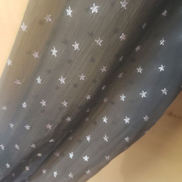 DKNY black top with sheer sleeves that have a star pattern Sz Medium III - Picture 6 of 7